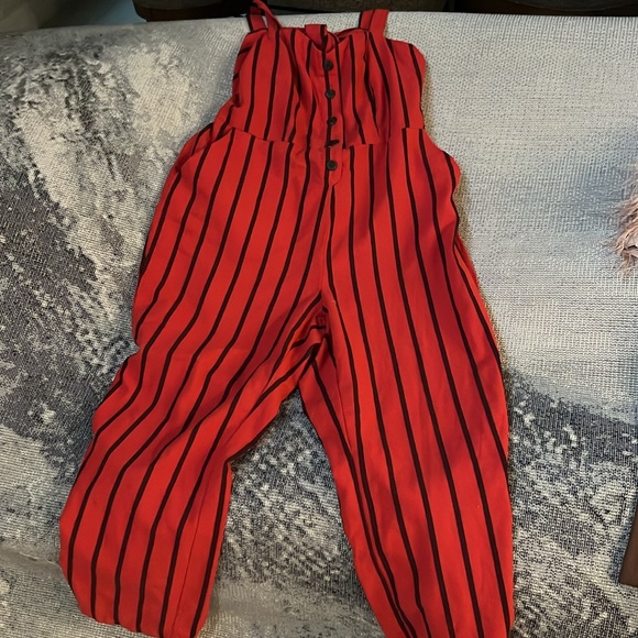 Fashion Nova Plus Size Striped Linen Romper Pants 2X Jumpsuit - Picture 4 of 4